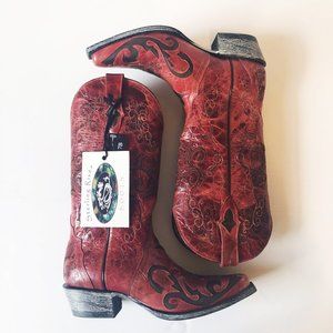 NWT Sterling River Cowboy Boots Rustic Red 7